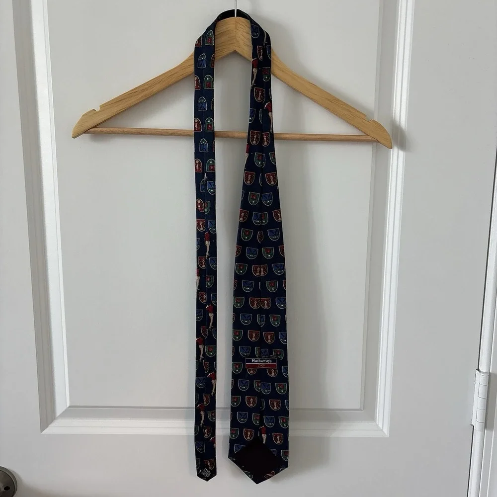 Vtg HATHAWAY Golf Tie 100% Silk Made in USA